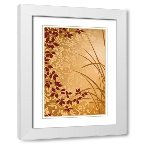Golden Flourish II White Modern Wood Framed Art Print with Double Matting by Aparicio, Edward