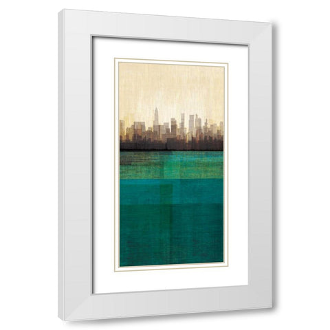 Metropolitan Jewel-Box - Emerald White Modern Wood Framed Art Print with Double Matting by Amori