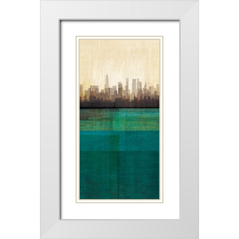 Metropolitan Jewel-Box - Emerald White Modern Wood Framed Art Print with Double Matting by Amori