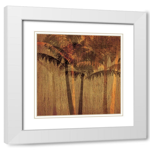 Sunset Palms II White Modern Wood Framed Art Print with Double Matting by Amori