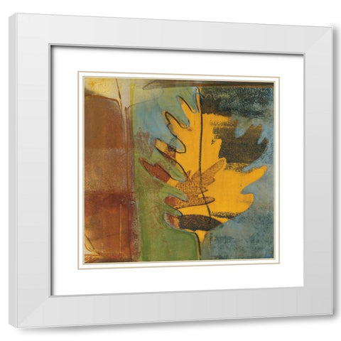 Dancing Leaf White Modern Wood Framed Art Print with Double Matting by Bernsen, Leslie
