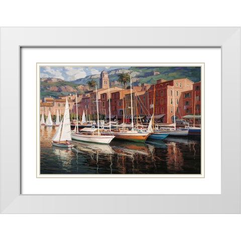 Porto Fino White Modern Wood Framed Art Print with Double Matting by Bueno, Pascual