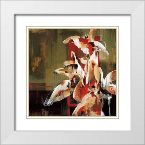 Tower of Flowers White Modern Wood Framed Art Print with Double Matting by Burris , Terri