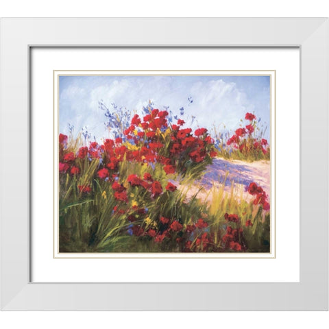 Red Poppies and Wild Flowers White Modern Wood Framed Art Print with Double Matting by Curt, Brigitte