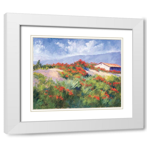 Spring Poppies White Modern Wood Framed Art Print with Double Matting by Curt, Brigitte