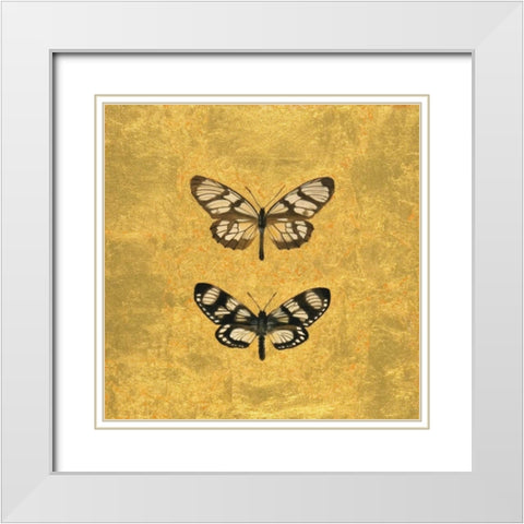 Pair of Butterflies on Gold White Modern Wood Framed Art Print with Double Matting by Charlotte, Joanna