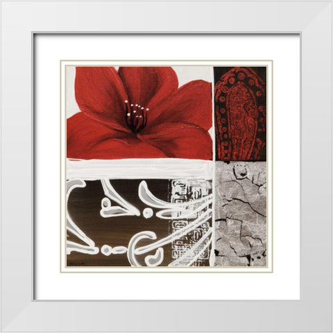 Flora I White Modern Wood Framed Art Print with Double Matting by Copley , Jasmin Zara