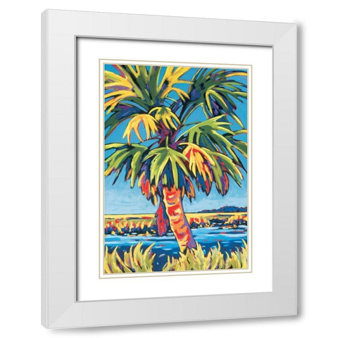 Pine Island Palm White Modern Wood Framed Art Print with Double Matting by Evans, Sally