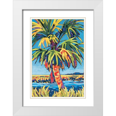Pine Island Palm White Modern Wood Framed Art Print with Double Matting by Evans, Sally