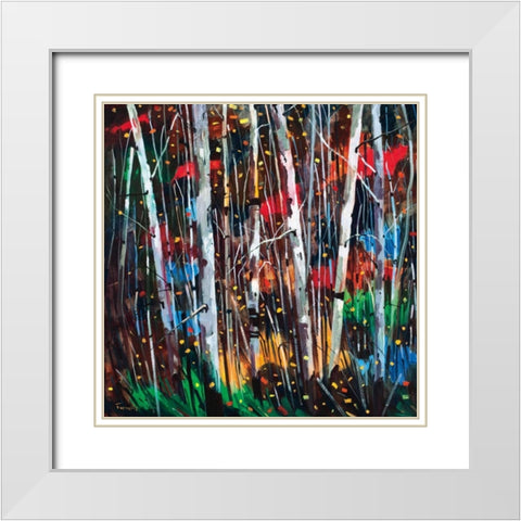 Autumn Fireworks White Modern Wood Framed Art Print with Double Matting by Forsythe, Graham