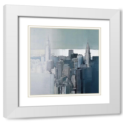 Chrysler and Empire State Buildings White Modern Wood Framed Art Print with Double Matting by Farre, Joan