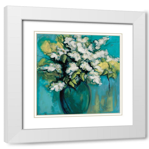 White Lilac Waltz White Modern Wood Framed Art Print with Double Matting by Fournier, Joyce