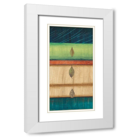 Springing Leaves I White Modern Wood Framed Art Print with Double Matting by Fields, Laurie