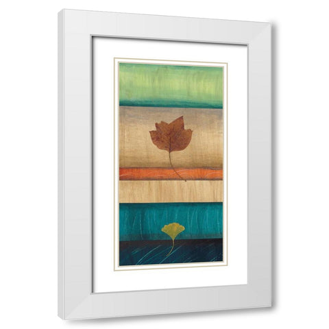 Springing Leaves II White Modern Wood Framed Art Print with Double Matting by Fields, Laurie