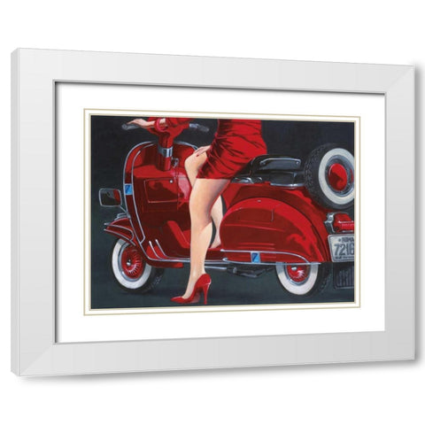 Woman in Red White Modern Wood Framed Art Print with Double Matting by Garigliano, Miguel