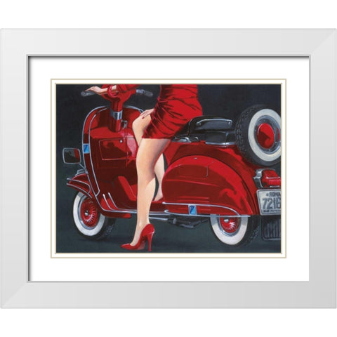 Woman in Red White Modern Wood Framed Art Print with Double Matting by Garigliano, Miguel