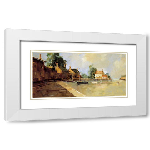 Morning Harbor White Modern Wood Framed Art Print with Double Matting by Goerschner, Ted