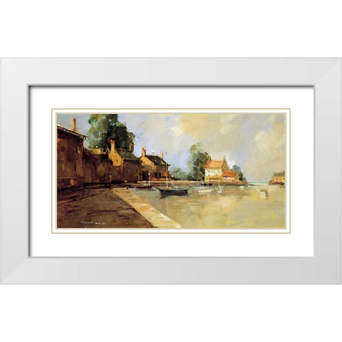 Morning Harbor White Modern Wood Framed Art Print with Double Matting by Goerschner, Ted