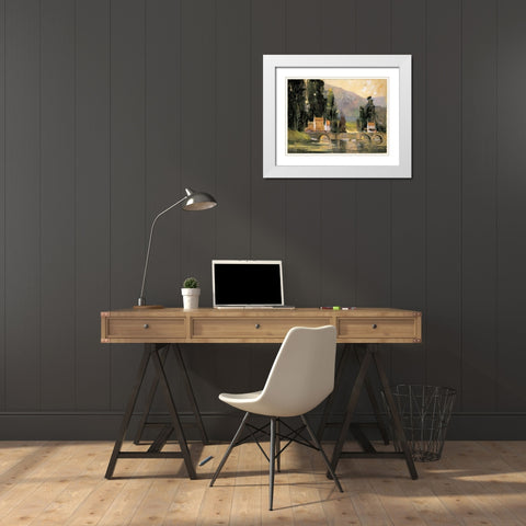 Bridge in the Cottswalds White Modern Wood Framed Art Print with Double Matting by Goerschner, Ted