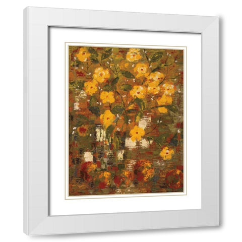 Yellow Bouquet White Modern Wood Framed Art Print with Double Matting by Gojanovic, Zivana