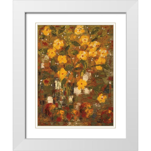 Yellow Bouquet White Modern Wood Framed Art Print with Double Matting by Gojanovic, Zivana