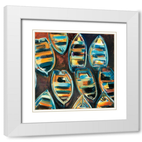 Boat Pods White Modern Wood Framed Art Print with Double Matting by Hickman, G.A.