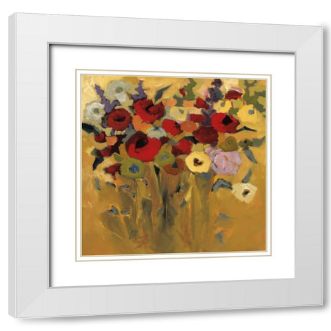 Jewel Bouquet White Modern Wood Framed Art Print with Double Matting by Harwood, Jennifer