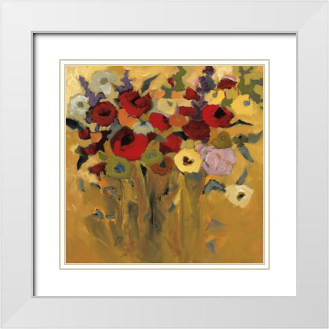 Jewel Bouquet White Modern Wood Framed Art Print with Double Matting by Harwood, Jennifer
