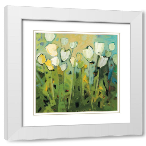 White Tulips I White Modern Wood Framed Art Print with Double Matting by Harwood, Jennifer