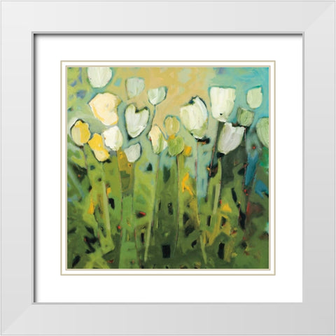 White Tulips I White Modern Wood Framed Art Print with Double Matting by Harwood, Jennifer