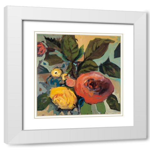 Rose Garden I White Modern Wood Framed Art Print with Double Matting by Harwood, Jennifer