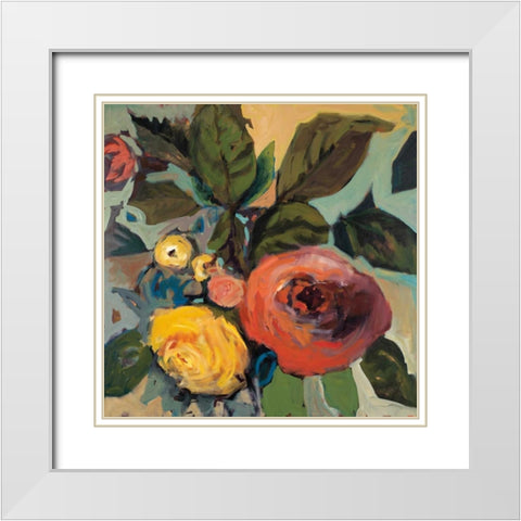 Rose Garden I White Modern Wood Framed Art Print with Double Matting by Harwood, Jennifer