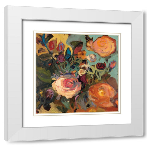 Rose Garden II White Modern Wood Framed Art Print with Double Matting by Harwood, Jennifer