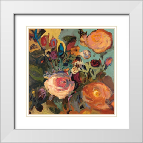 Rose Garden II White Modern Wood Framed Art Print with Double Matting by Harwood, Jennifer