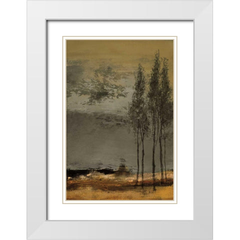 Peupliers White Modern Wood Framed Art Print with Double Matting by Jully, Denis