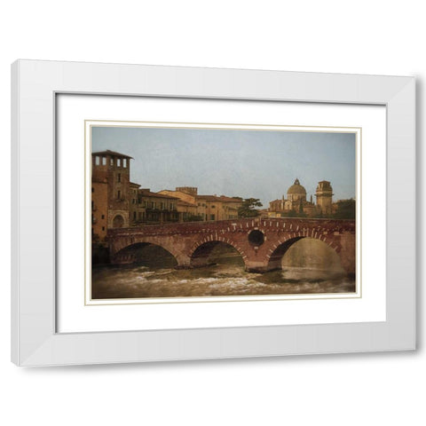 Ponte Pietra Verona  White Modern Wood Framed Art Print with Double Matting by Jacks, Heather