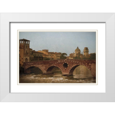 Ponte Pietra Verona  White Modern Wood Framed Art Print with Double Matting by Jacks, Heather