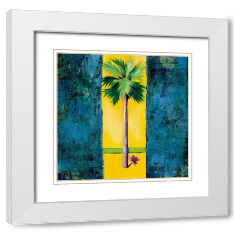 Neon Palm I White Modern Wood Framed Art Print with Double Matting by Jardine, Liz