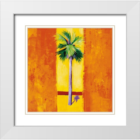 Neon Palm II White Modern Wood Framed Art Print with Double Matting by Jardine, Liz