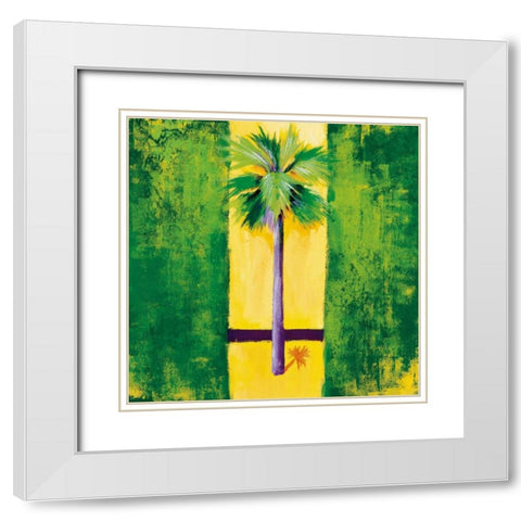 Neon Palm III White Modern Wood Framed Art Print with Double Matting by Jardine, Liz