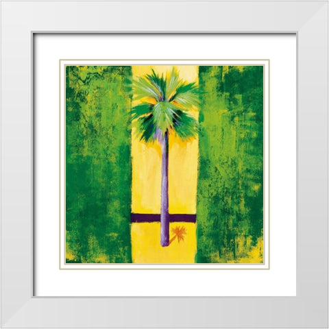 Neon Palm III White Modern Wood Framed Art Print with Double Matting by Jardine, Liz