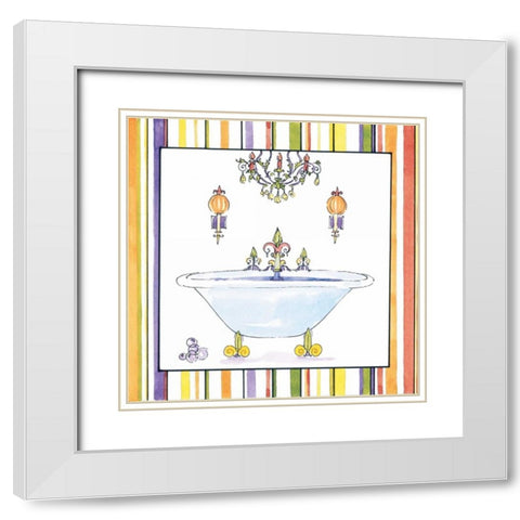 Striped Bath I White Modern Wood Framed Art Print with Double Matting by Jardine, Liz