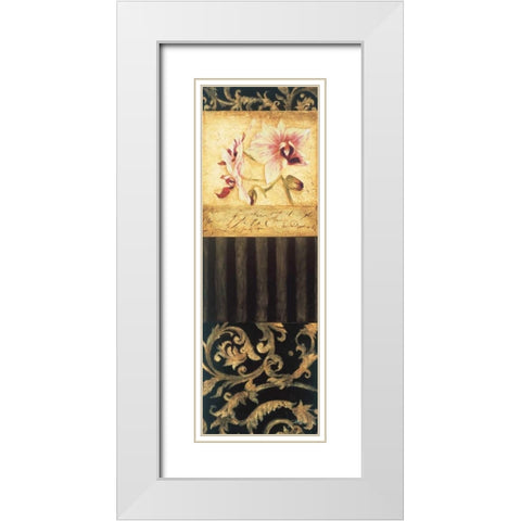 Orchid Brocade I White Modern Wood Framed Art Print with Double Matting by Jardine, Liz