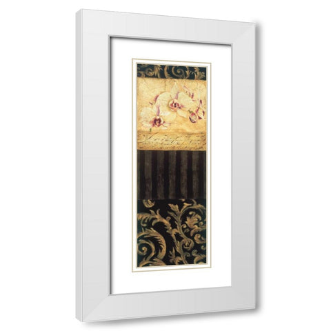 Orchid Brocade II White Modern Wood Framed Art Print with Double Matting by Jardine, Liz