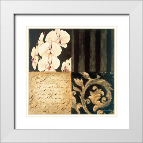Orchid Sketch I White Modern Wood Framed Art Print with Double Matting by Jardine, Liz