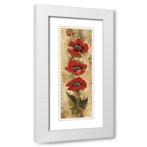 Strand of Poppies I White Modern Wood Framed Art Print with Double Matting by Jardine, Liz