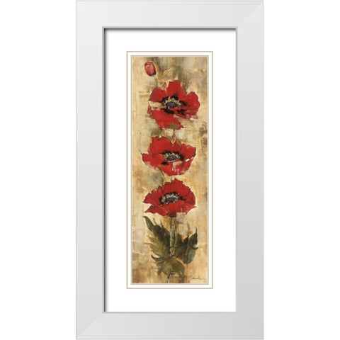 Strand of Poppies I White Modern Wood Framed Art Print with Double Matting by Jardine, Liz