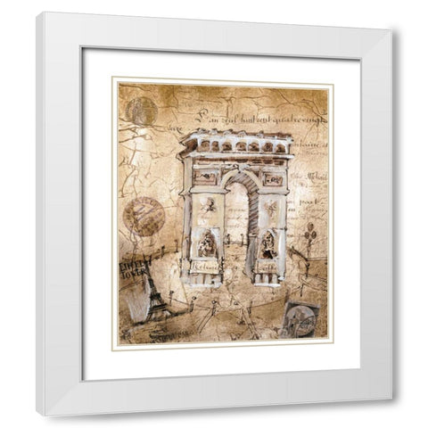 Arc De Triomphe White Modern Wood Framed Art Print with Double Matting by Jardine, Liz
