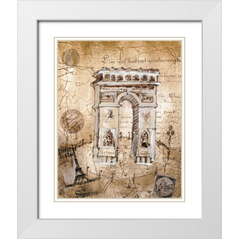 Arc De Triomphe White Modern Wood Framed Art Print with Double Matting by Jardine, Liz