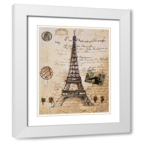 La Tour Eiffel White Modern Wood Framed Art Print with Double Matting by Jardine, Liz